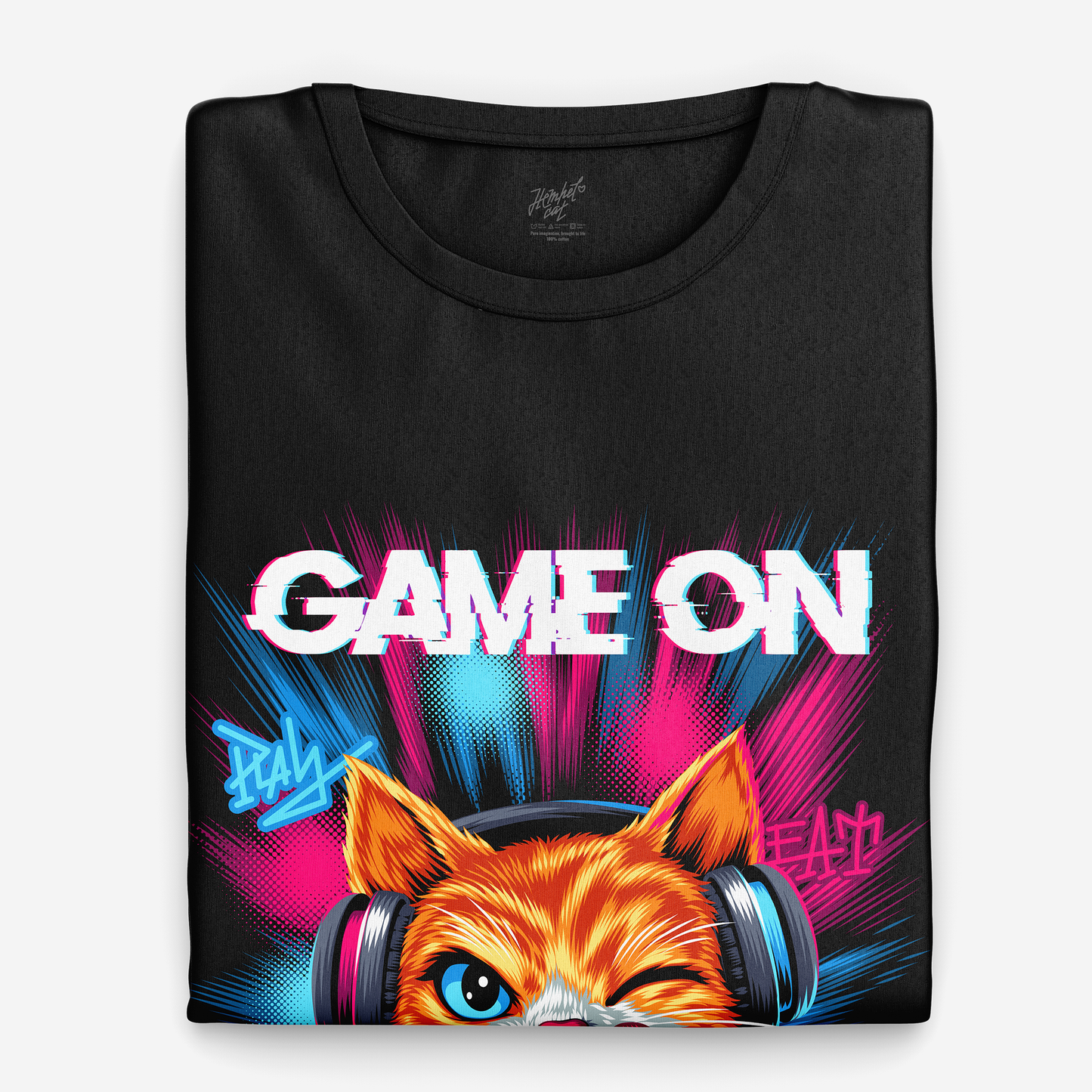 Game On Gamer Cat Graphic T-Shirt – Kids Gaming Cotton Tee