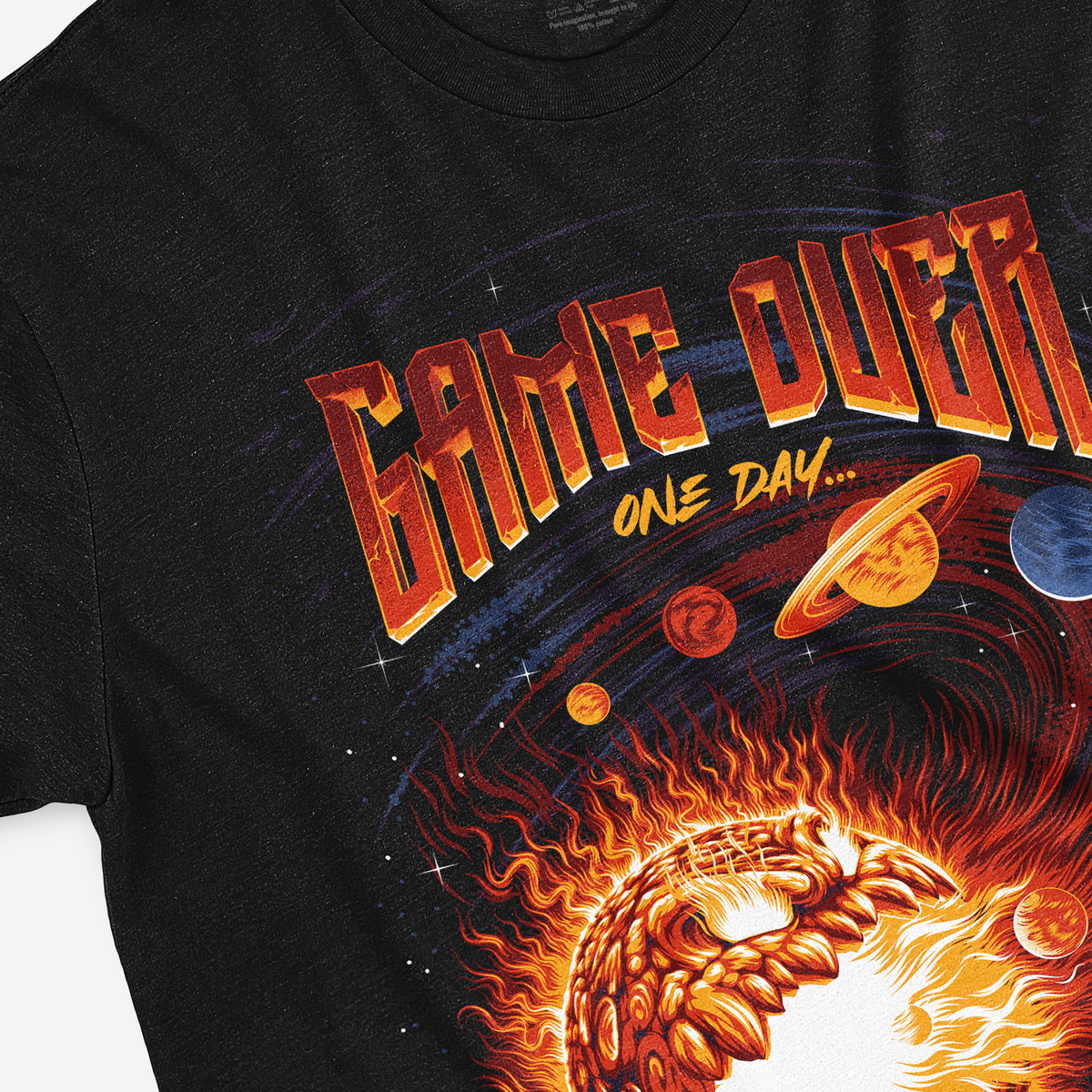 Game Over – Cosmic Apocalypse Retro Gaming T-Shirt