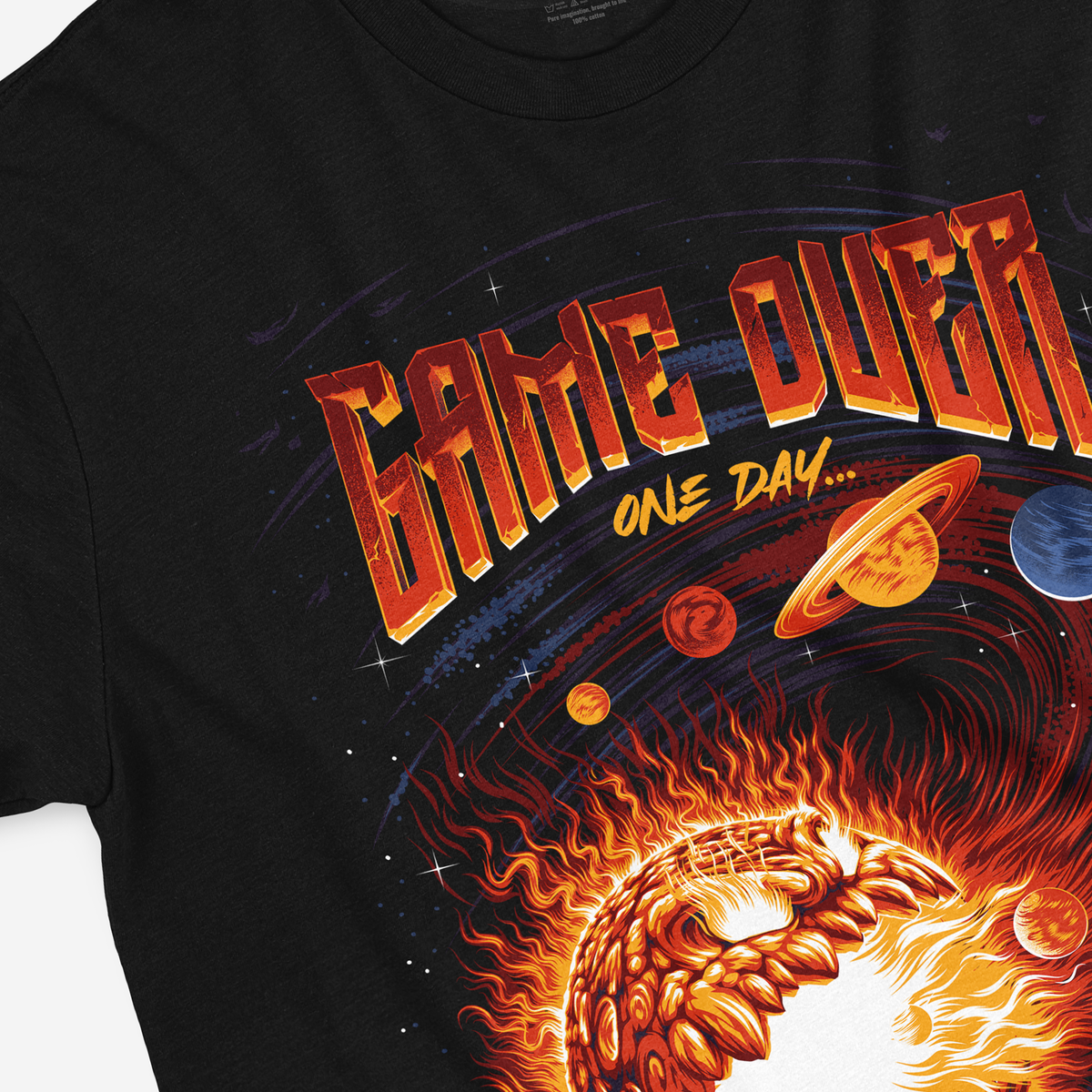Game Over – Cosmic Apocalypse Retro Gaming T-Shirt